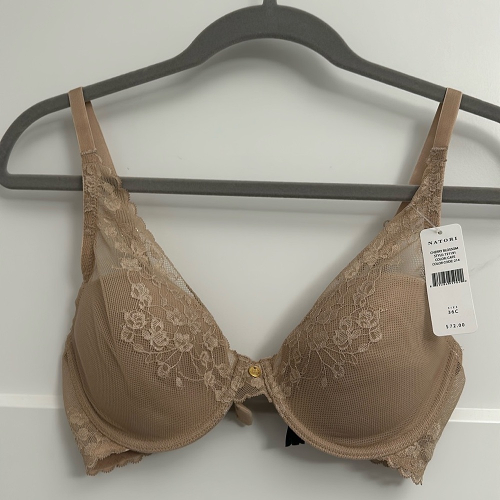 NWT Natori Cherry Blossom Bra 36C Cafe
